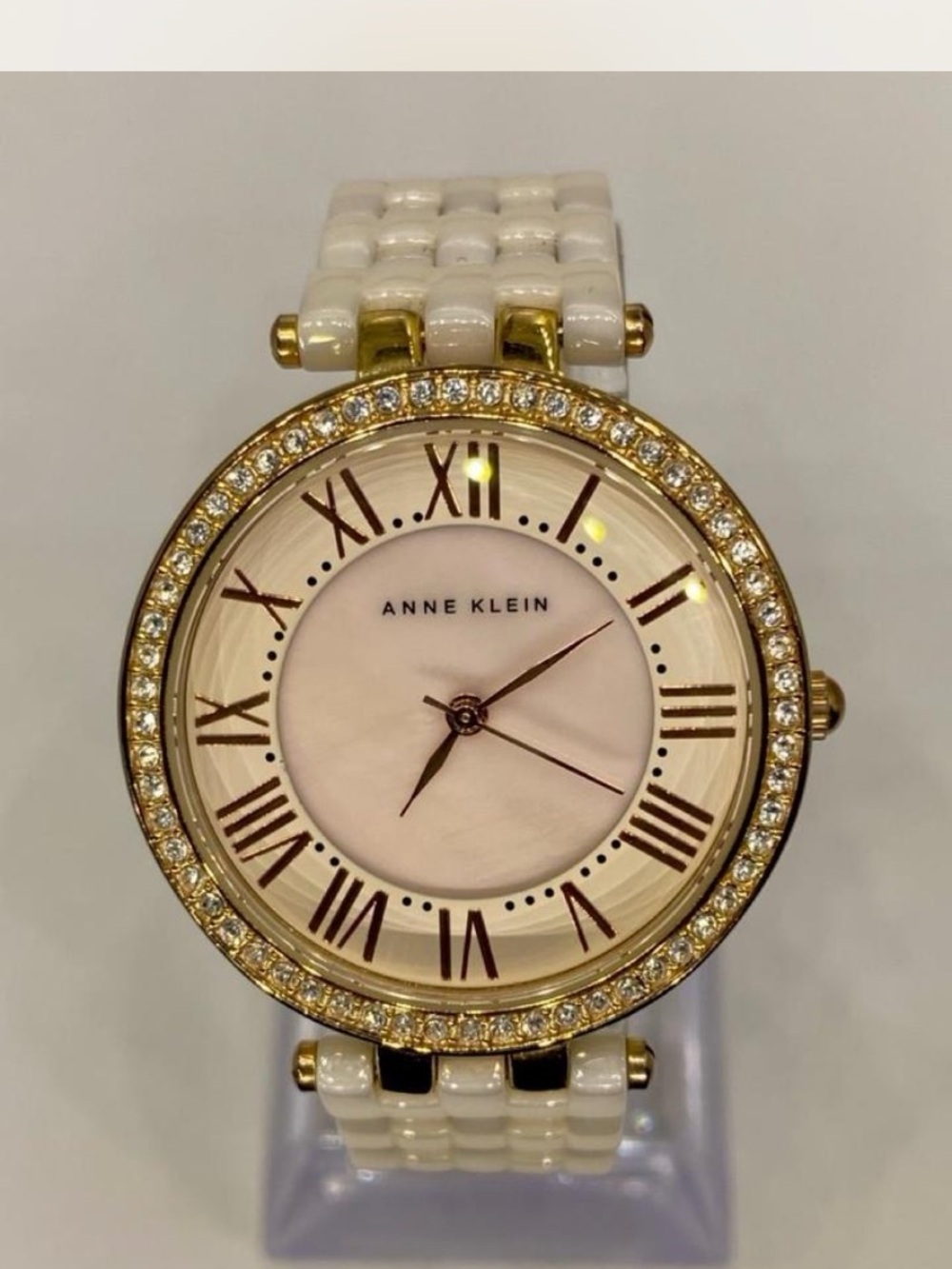Anne Klein *^* Ceramic * Hue Pink *^* Iced *^* Ladies Watch *^*